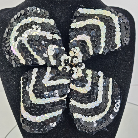 Yves Saint Laurent Sequin Brooch Black White Designer Rare Vintage - Picture 10 of 10
